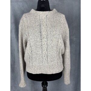 Vintage Highland Wool Cable Knit Sweater Size Large Beige Fisherman USA Made